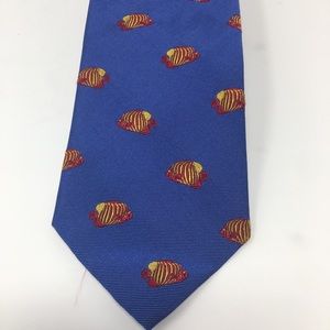 J CREW Blue and Red Fish Silk Tie